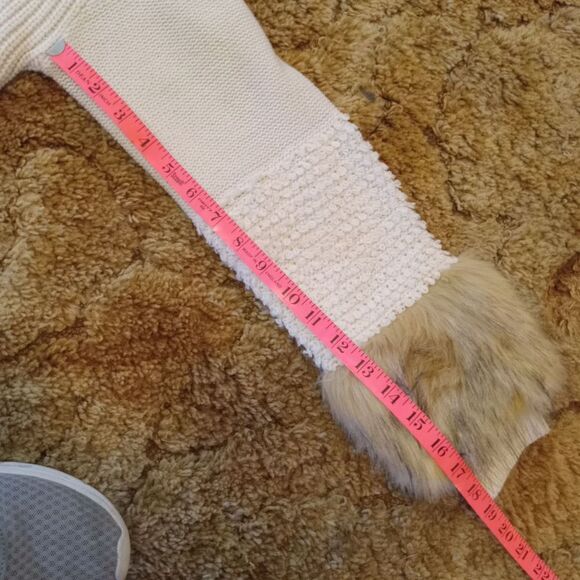 Est. 1946 Beige Faux Fur Sleeve Hem Open Cardigan Size: L - Picture 4 of 7